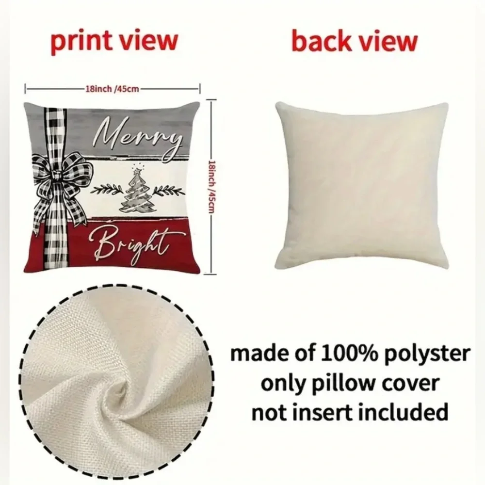 4pcs Red Christmas Pillow Covers